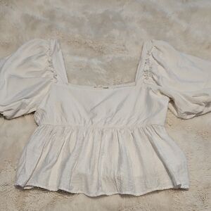 Elegant White Puff Sleeve Top